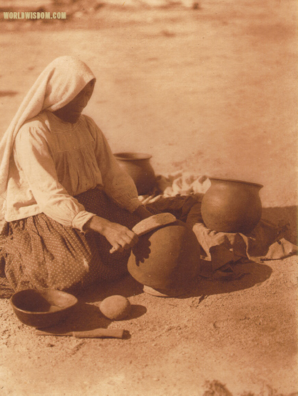 "The Papago potter" - Papago, , by Edward S. Curtis from The North American Indian Volume 2