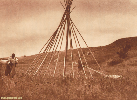 Tipi construction (A) - Teton Souix, , by Edward S. Curtis from The North American Indian Volume 3