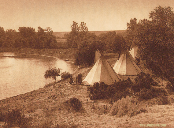 "A river camp - Yanktonai", by Edward S. Curtis from The North American Indian Volume 3