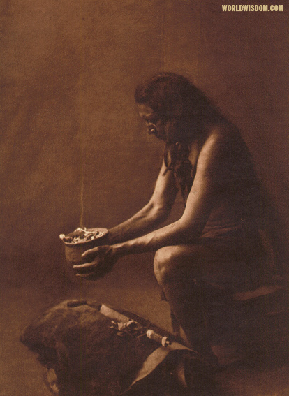 "Incense over a medicine bundle" - Hidatsa, by Edward S. Curtis from The North American Indian Volume 4
