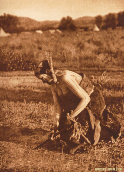 "Offering pipe to the earth" - Cheyenne, by Edward S. Curtis from The North American Indian Volume 6