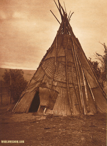 "A mat lodge - Umatilla", by Edward S. Curtis from The North American Indian Volume 8

