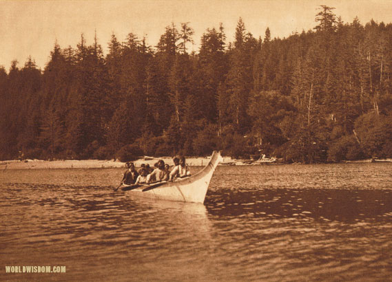 "War Canoe" - Quinault, by Edward S. Curtis from The North American Indian Volume 9

