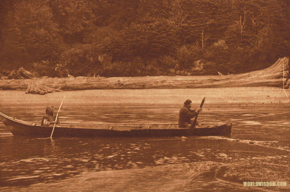 "Setting the net" - Quinault, by Edward S. Curtis from The North American Indian Volume 9 


