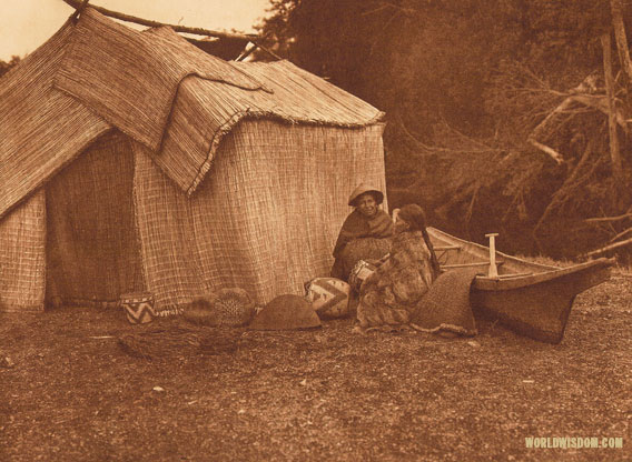 "A mat shelter" - Skokomish, by Edward S. Curtis from The North American Indian Volume 9

