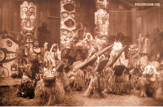 "Masked dancers - Kwakiutl", by Edward S. Curtis from The North American Indian Volume 10