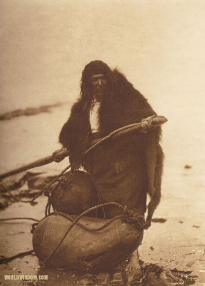 "Fastening the harpoon point - Nootka", by Edward S. Curtis from The North American Indian Volume 11
