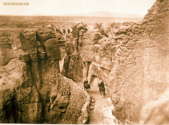 "Old trail at Acoma", by Edward S. Curtis from The North American Indian Volume 16
