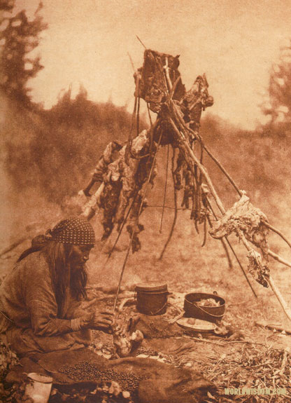 "A Sarsi kitchen", by Edward S. Curtis from The North American Indian Volume 18
