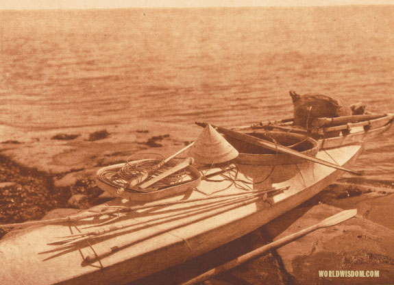 "Kaiak with seal hunting equipment" - Nanivak, by Edward S. Curtis from The North American Indian Volume 20
