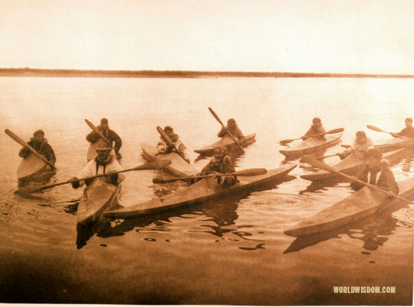 "Noatak kayaks", by Edward S. Curtis from The North American Indian Volume 20
